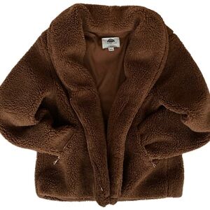 Cozy Brown Sherpa Teddy Jacket 1 Sunset Lane Faux Fur Zip-Up Medium